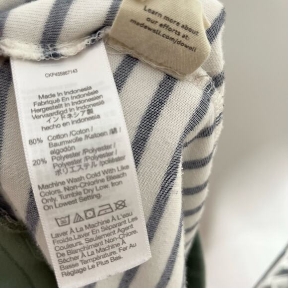 Madewell MWL Womens Velour Slim Jogger Pants Large Green Stripe Loungewear - Picture 9 of 9